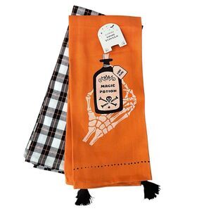 Halloween Kitchen Towels – Magic Potion & Plaid Set (2-Pack)